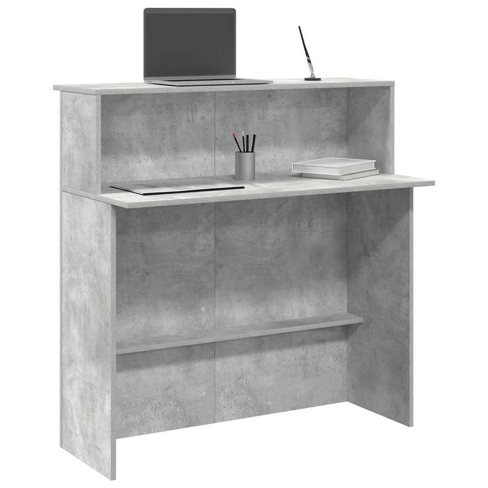 Bureau de réception gris béton 100x50x103,5cm bois d'ingénierie - Photo n°1
