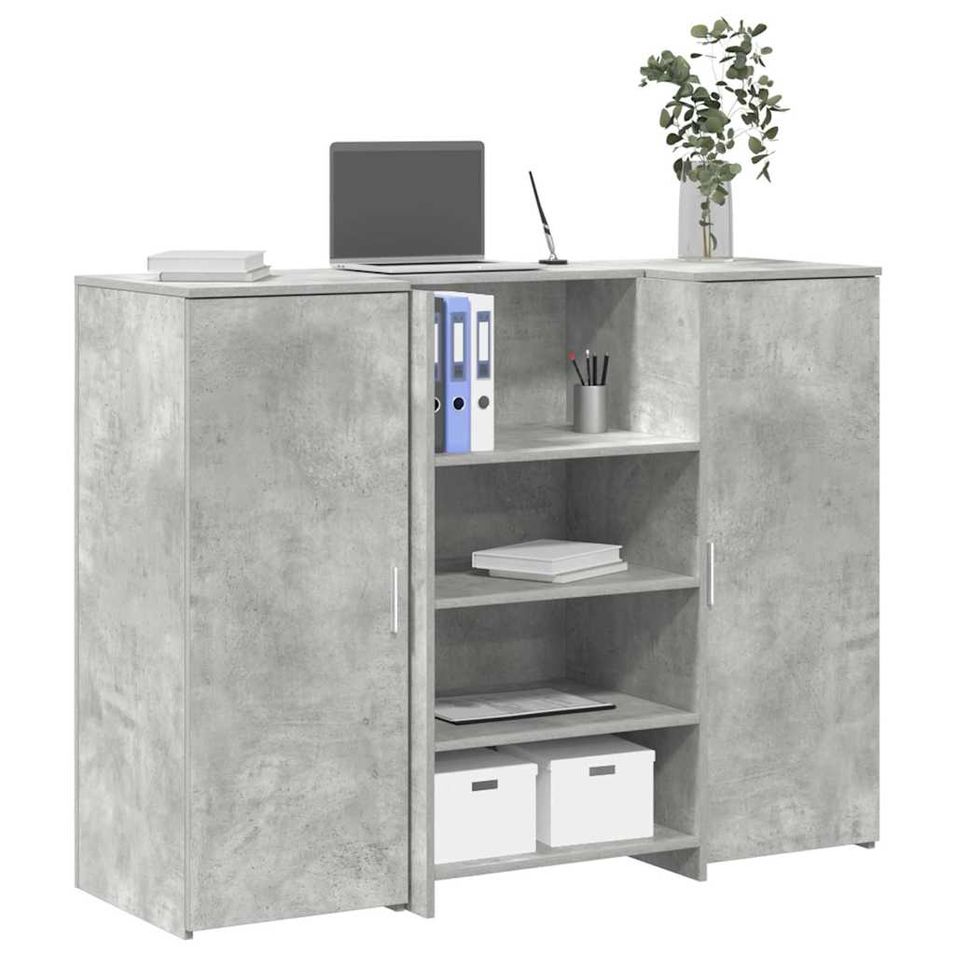 Bureau de réception gris béton 135x50x103,5cm bois d'ingénierie - Photo n°1