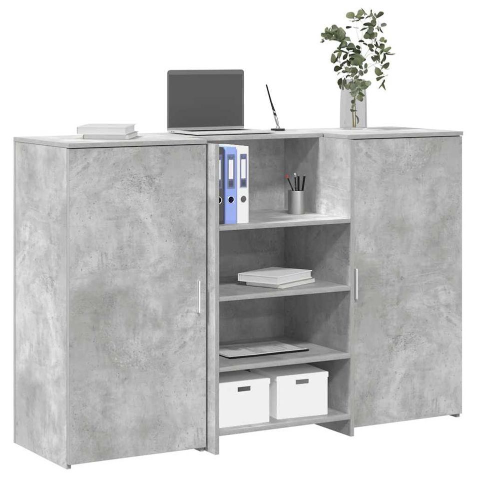 Bureau de réception gris béton 155x50x103,5cm bois d'ingénierie - Photo n°1
