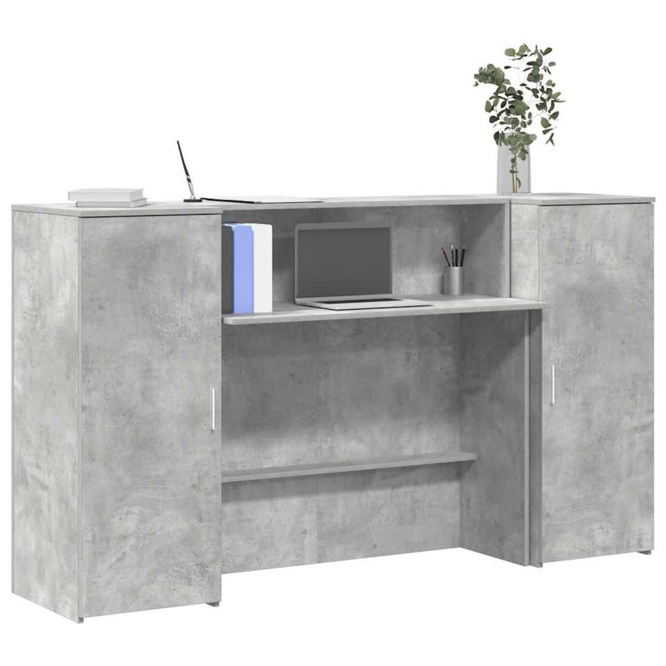 Bureau de réception gris béton 180x50x103,5cm bois d'ingénierie - Photo n°1