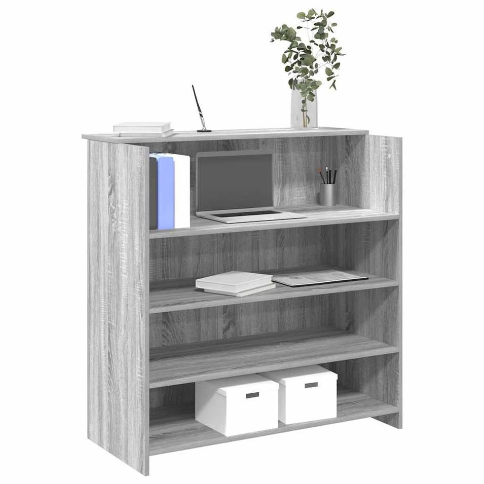 Bureau de réception sonoma gris 100x50x103,5 cm bois ingénierie - Photo n°1