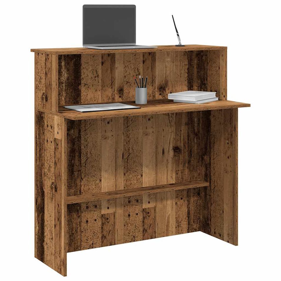 Bureau de réception vieux bois 100x50x103,5cm bois d'ingénierie - Photo n°1