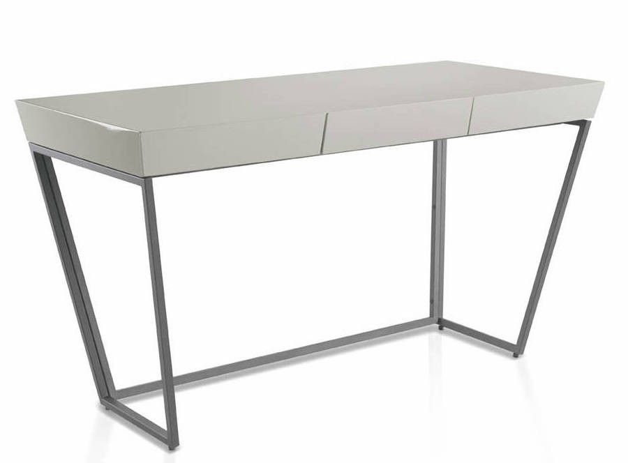 Bureau design 1 tiroir bois laqué et acier noir Klorane - Photo n°1