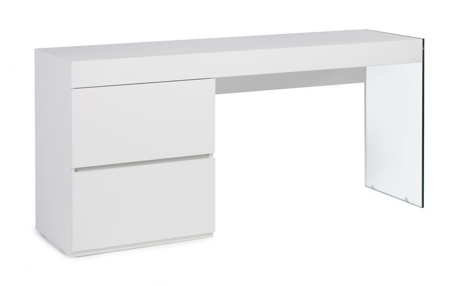 Bureau design bois laqué blanc Cuby - Photo n°1