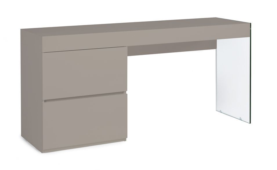 Bureau design bois laqué taupe Cuby - Photo n°1