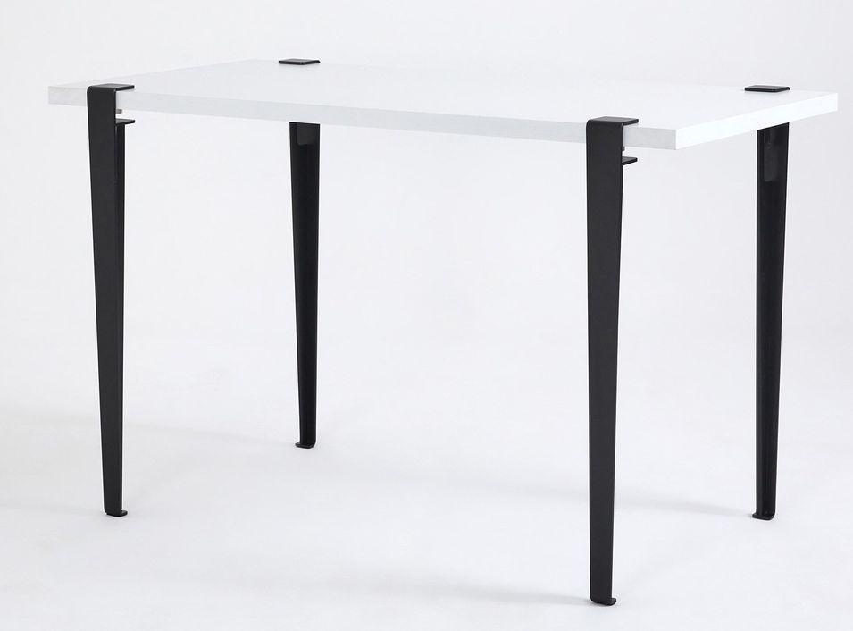 Bureau elegant bois blanc et acier noir Brika 120 cm - Photo n°1