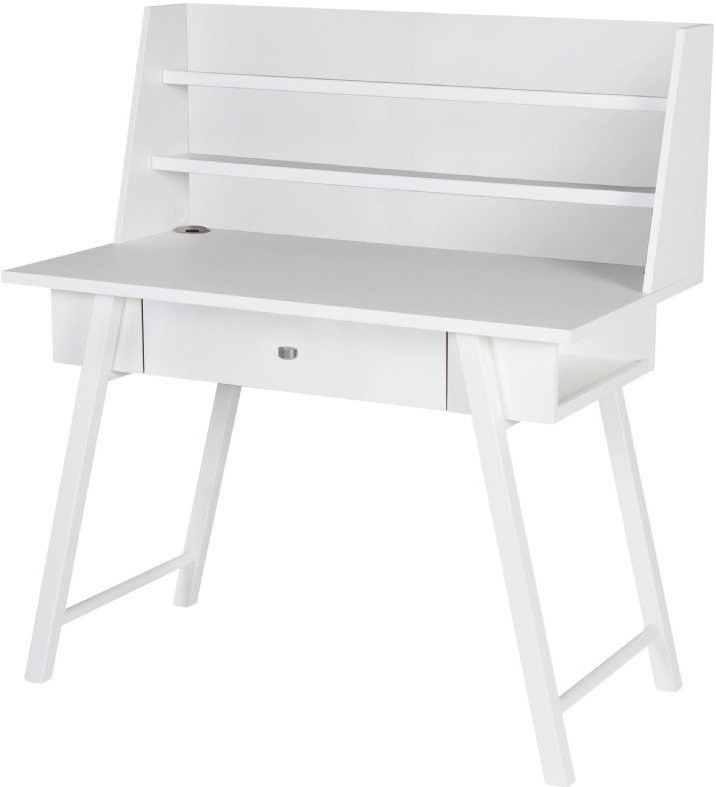 Bureau enfant 1 tiroir hêtre massif blanc Holly White - Photo n°1