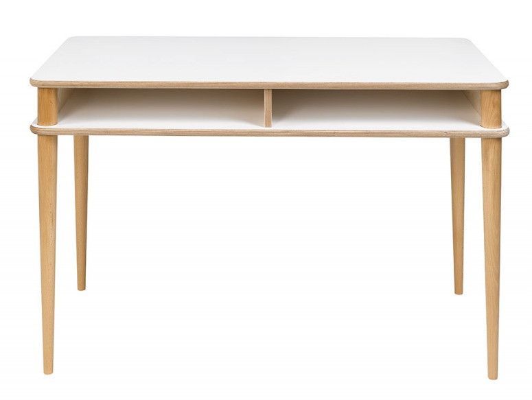 Bureau enfant bois blanc et pieds hêtre massif clair Natura - Photo n°1