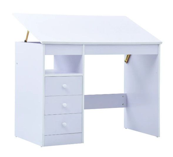 Bureau enfant inclinable 3 tiroirs bois blanc Sunny - Photo n°1