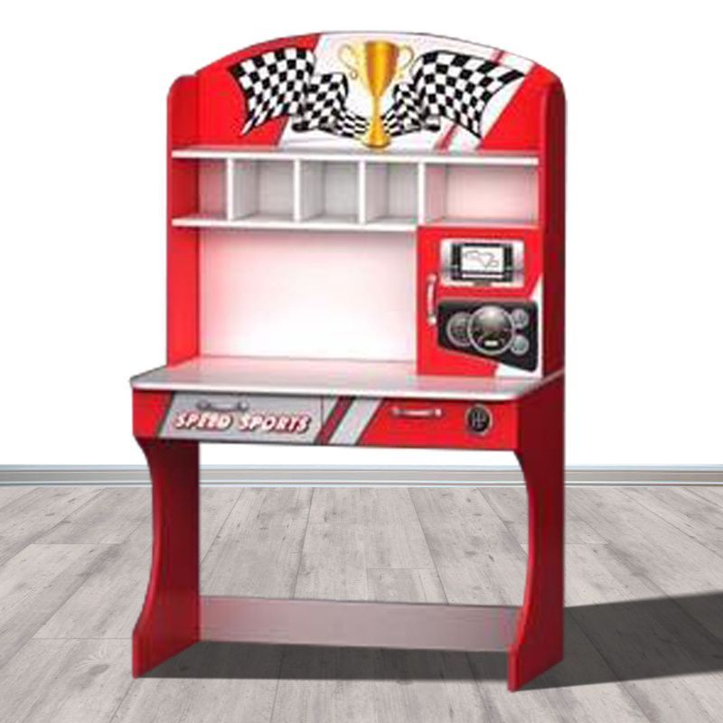 Bureau enfant rouge avec rangement Speedsport - Photo n°1