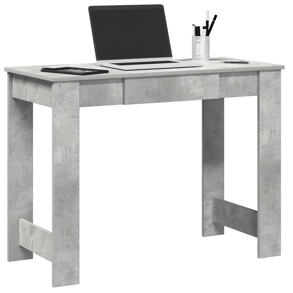 Bureau gris béton 100x45x75 cm bois d'ingénierie - Photo n°1