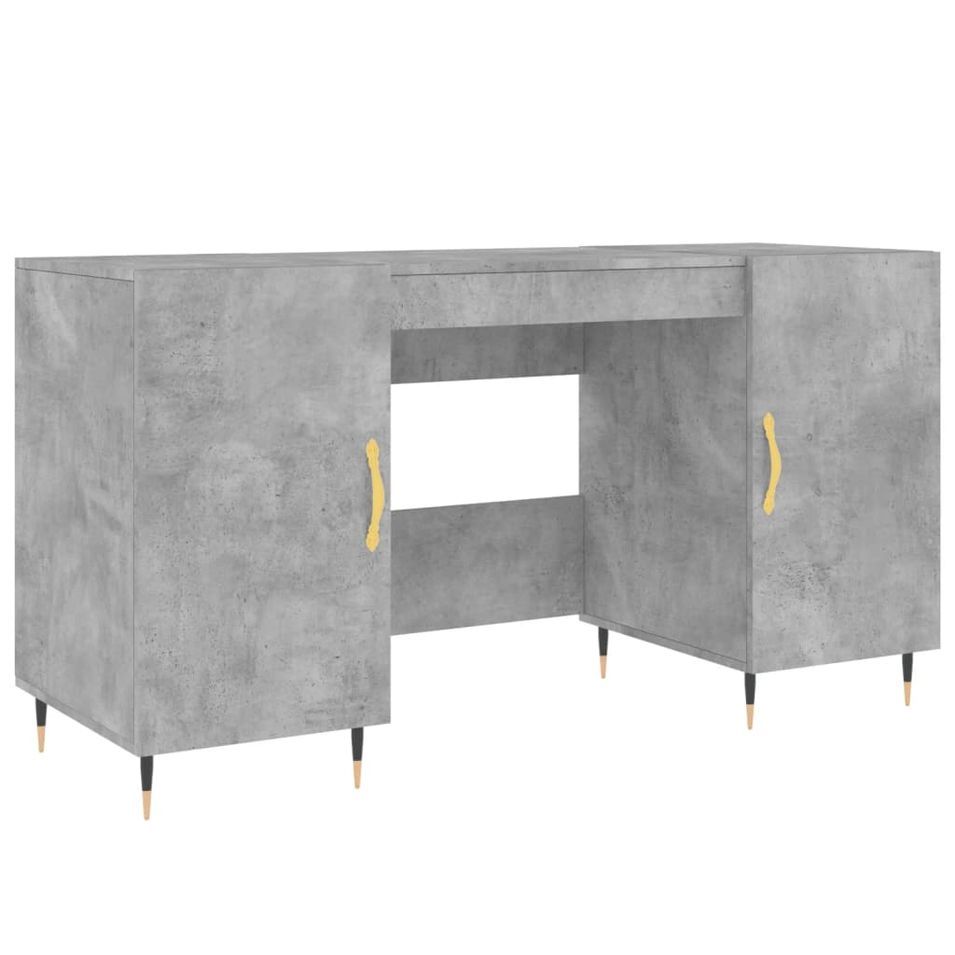 Bureau gris béton 140x50x75 cm bois d'ingénierie - Photo n°1