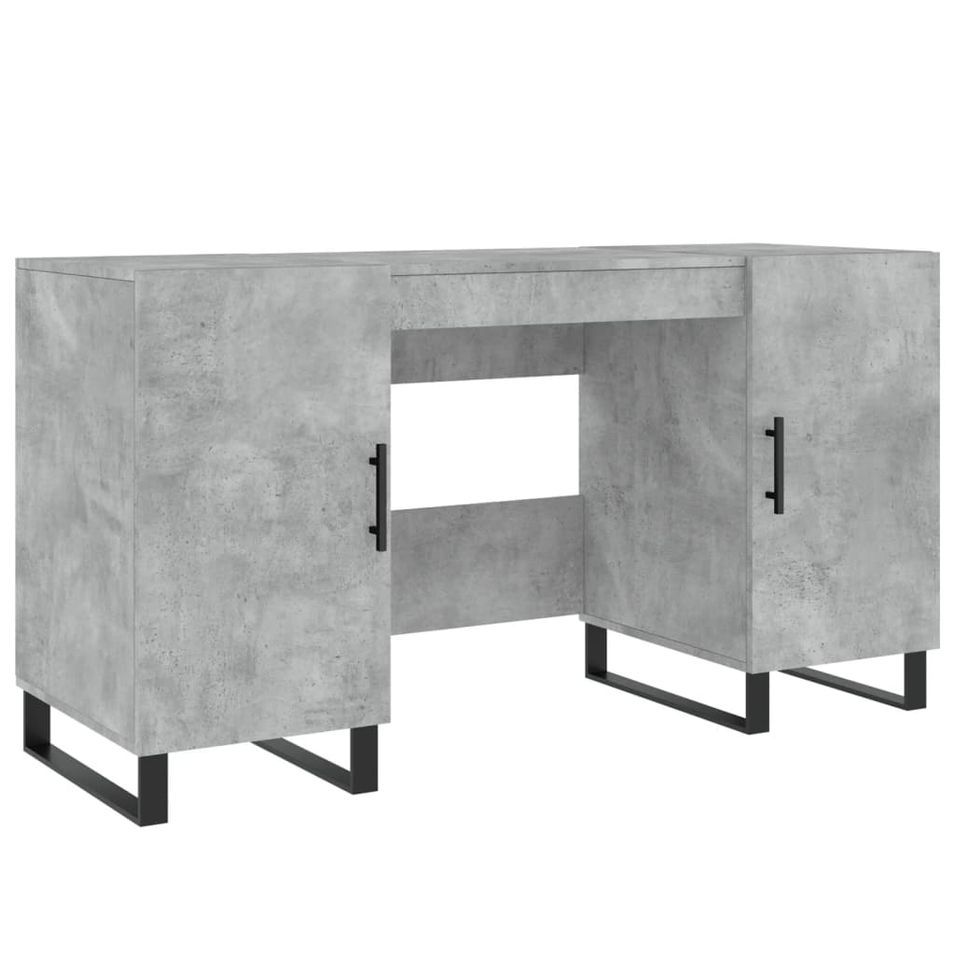 Bureau gris béton 140x50x75 cm bois d'ingénierie - Photo n°1