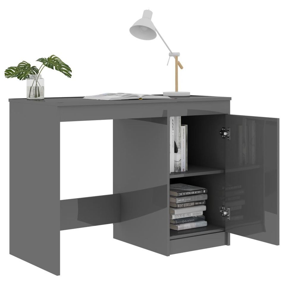 Bureau Gris brillant 100x50x76 cm - Photo n°1