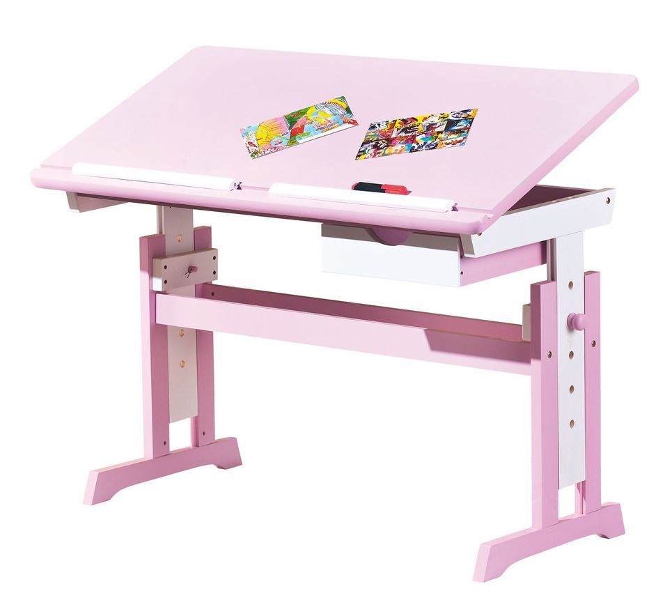 Bureau inclinable bois rose et blanc Rubi - Photo n°1