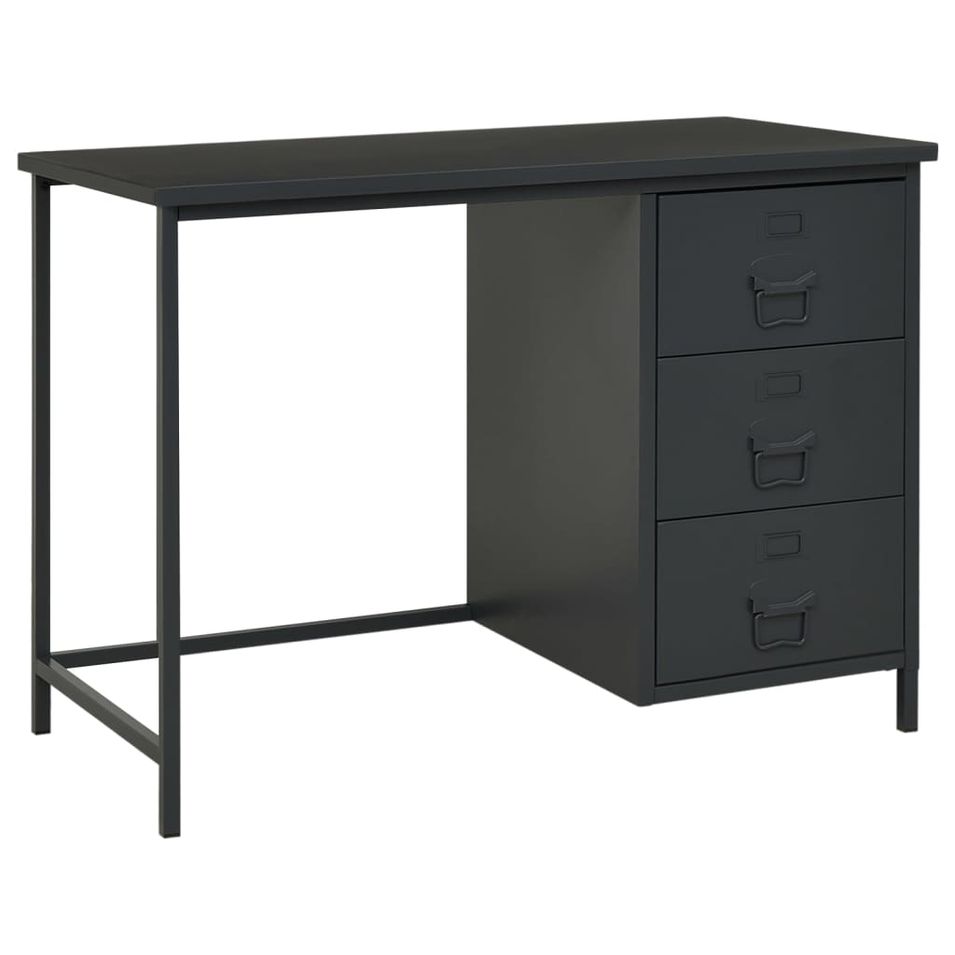 Bureau industriel avec tiroirs Anthracite 105x52x75 cm Acier - Photo n°1