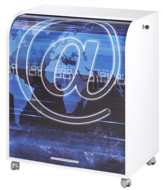 Bureau informatique à rideau blanc imprimé arobase Must - Photo n°1