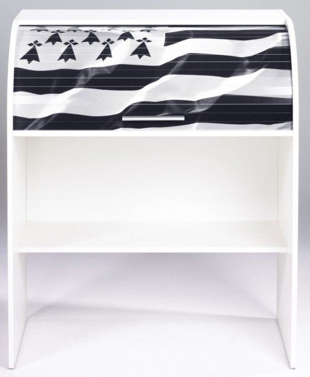 Bureau informatique blanc imprimé drapeau Breton Coach - Photo n°1