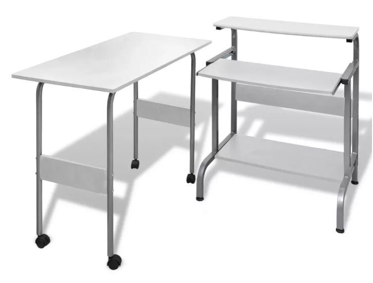 Bureau informatique bois blanc et métal Senseya - Photo n°1