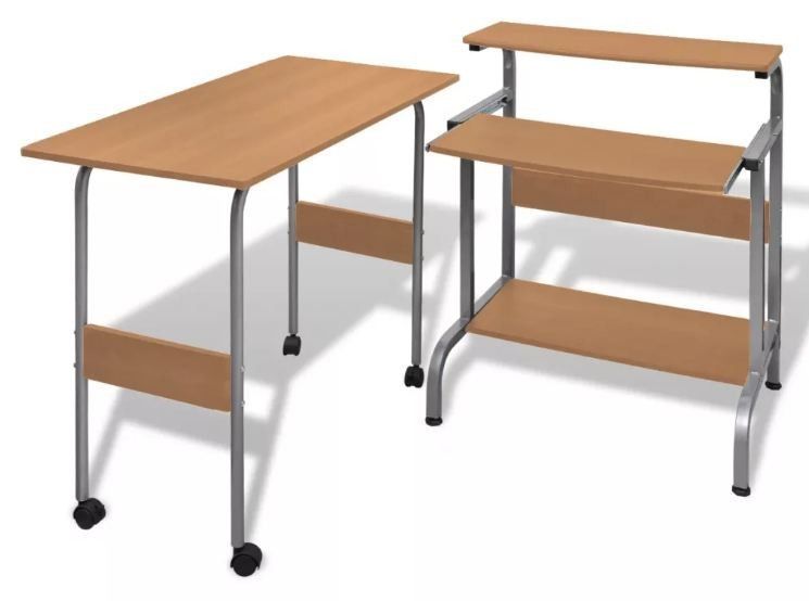 Bureau informatique bois marron et métal Senseya - Photo n°1