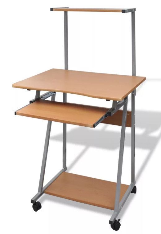 Bureau informatique sur roulettes bois beige Kit - Photo n°1