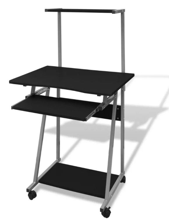 Bureau informatique sur roulettes bois noir Kit - Photo n°1