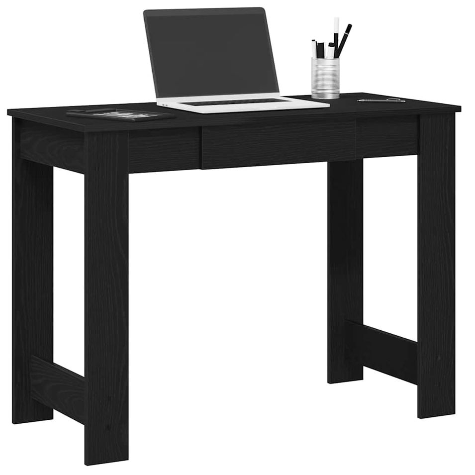 Bureau noir 100x45x75 cm bois d'ingénierie - Photo n°1