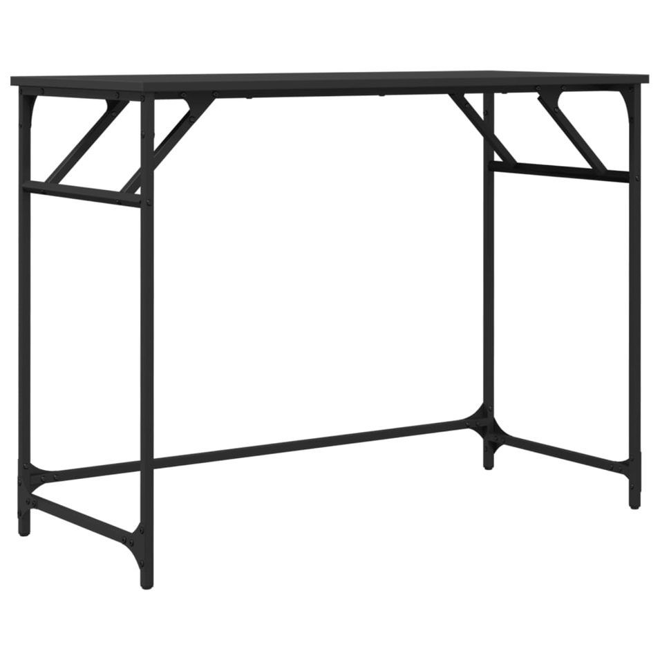 Bureau noir 100x45x76 cm bois ingénierie acier enduit de poudre - Photo n°1