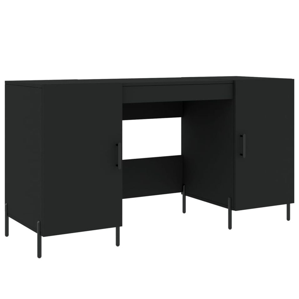 Bureau noir 140x50x75 cm bois d'ingénierie - Photo n°1