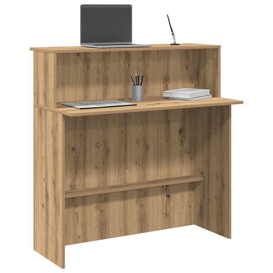 Bureau réception chêne artisanal 100x50x103,5cm bois ingénierie - Photo n°1