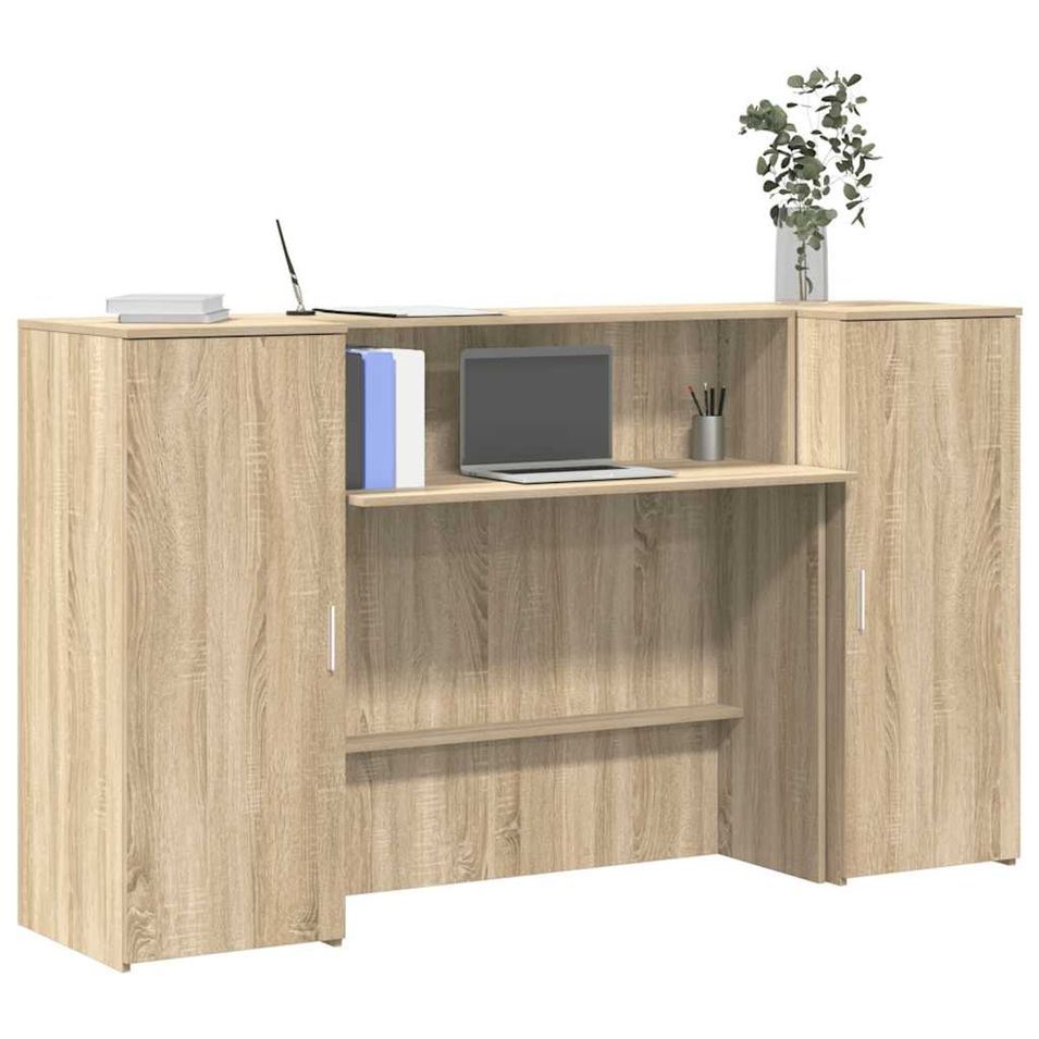 Bureau réception chêne sonoma 180x50x103,5 cm bois d'ingénierie - Photo n°1