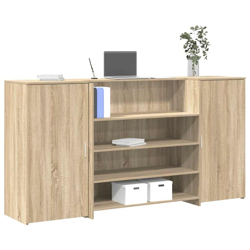 Bureau réception chêne sonoma 200x50x103,5 cm bois d'ingénierie - Photo n°1
