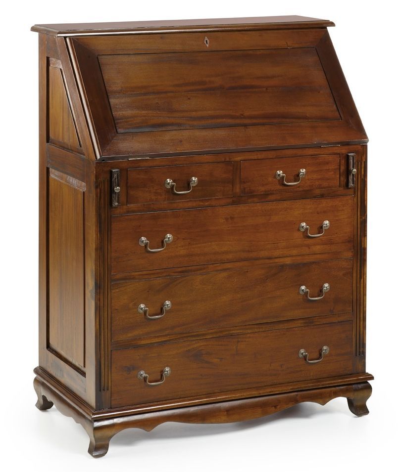 Commode bureau en bois d'acajou marron CASTLE - Style colonial - Photo n°1