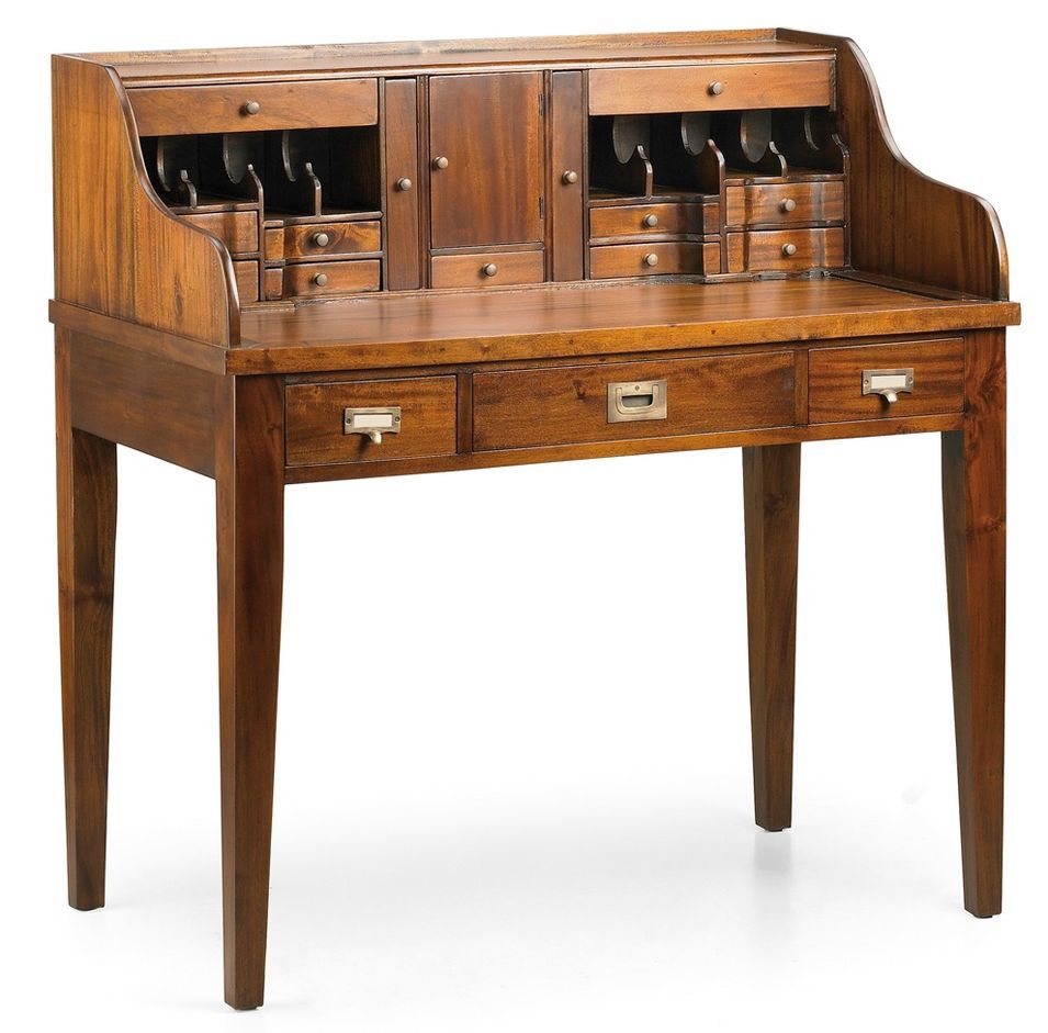 Bureau secrétaire en bois d'acajou massif Falkane 102 cm - Photo n°1