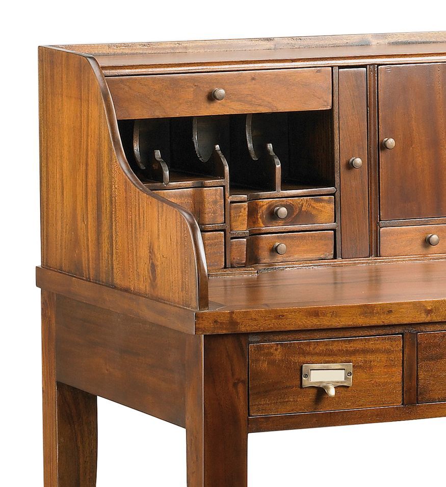 Bureau secrétaire en bois d'acajou massif Falkane 102 cm - Photo n°2