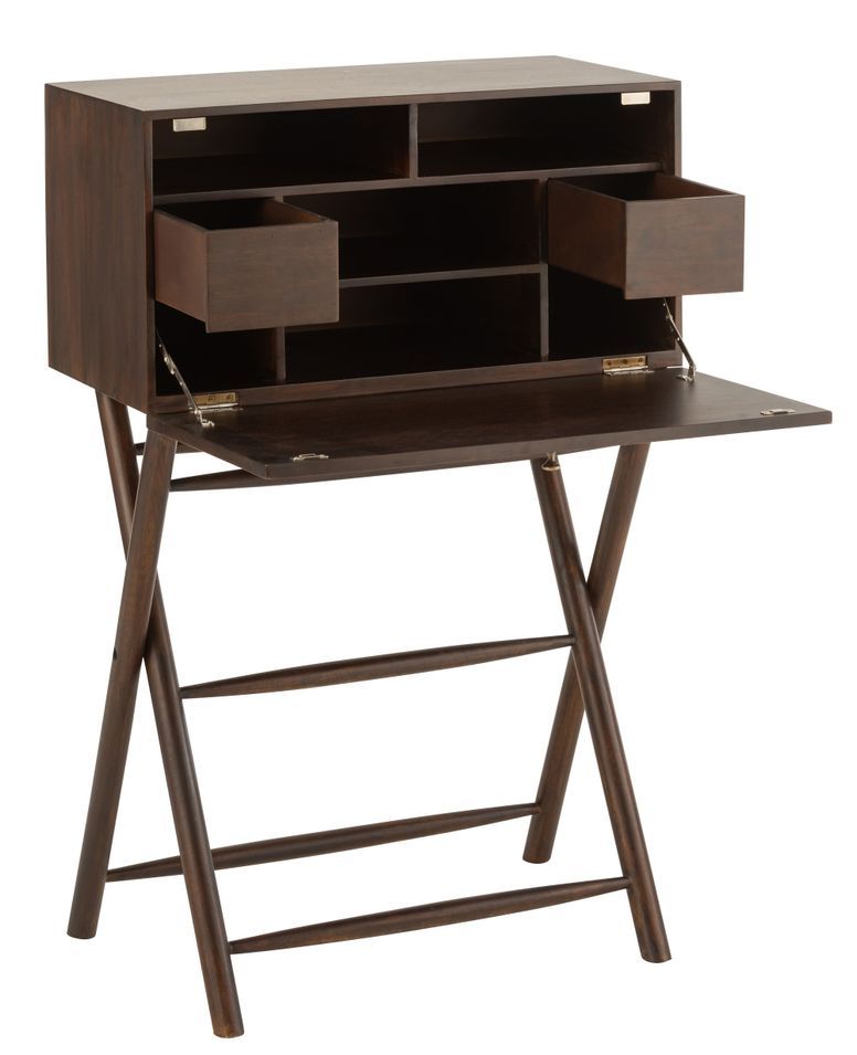 Bureau secrétaire en bois foncé Maggie L 70 cm - Photo n°1