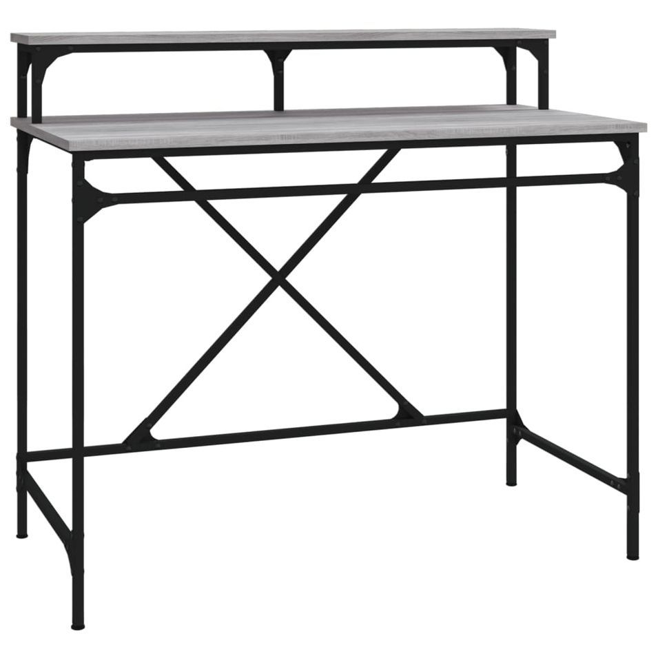 Bureau sonoma gris 100x50x90 cm bois d'ingénierie et fer - Photo n°1