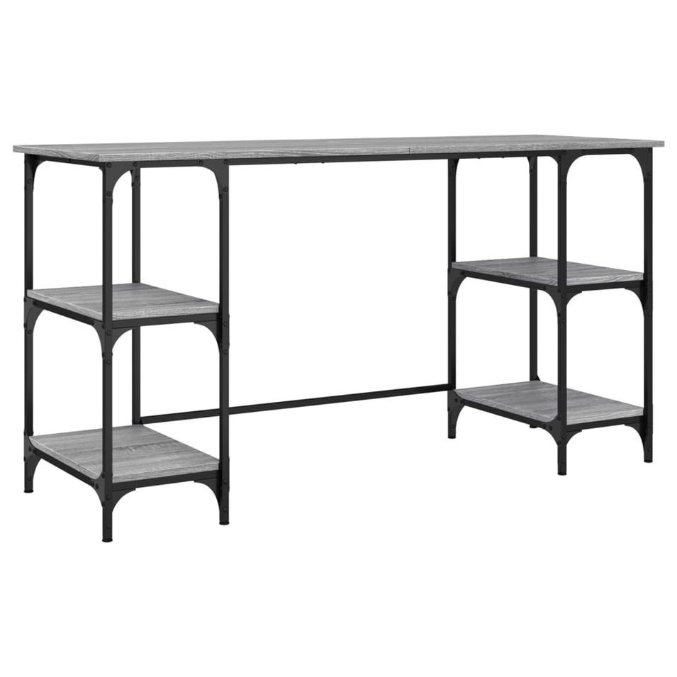 Bureau sonoma gris 140x50x75 cm métal et bois d'ingénierie - Photo n°1