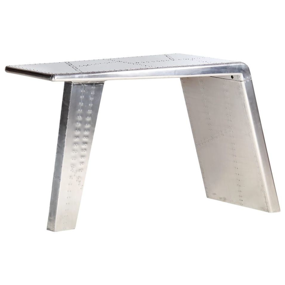 Bureau style avion Argenté 112x50x76 cm Métal - Photo n°1