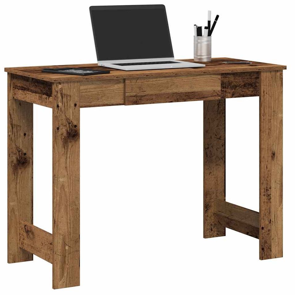 Bureau vieux bois 100x45x75 cm bois d'ingénierie - Photo n°1