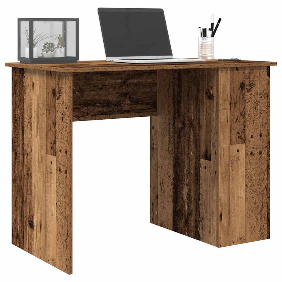 Bureau vieux bois 100x55x75 cm bois d'ingénierie - Photo n°1