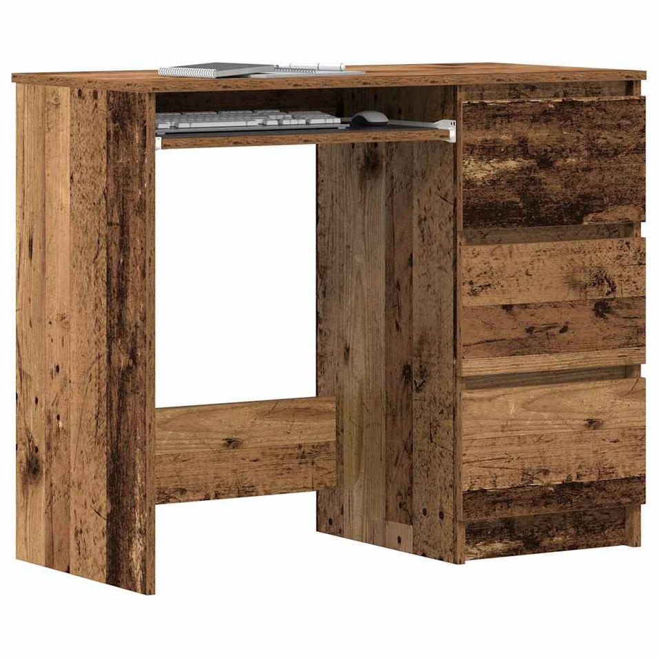 Bureau vieux bois 90x45x76 cm bois d'ingénierie - Photo n°1