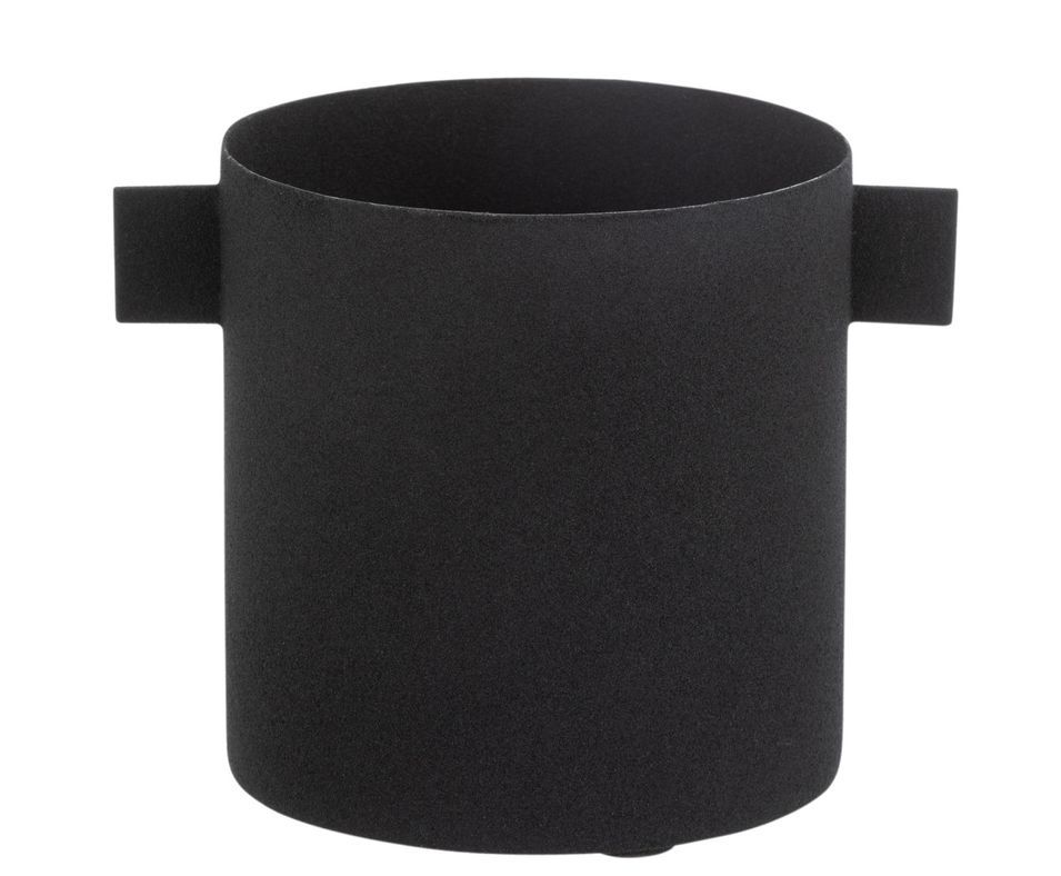 Cache-pot rond métal noir Naya L 16 cm - Photo n°1