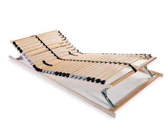 Cadre à 28 lattes réglable à la tête et repose-pieds - Hêtre massif et bouleau Maximus - Photo n°1