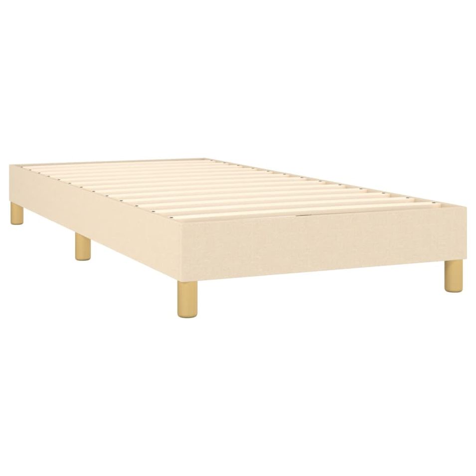 Cadre de lit 25 cm en tissu avec pieds en bois naturel Korva – Style scandinave - Photo n°1