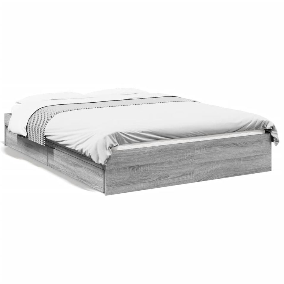 Cadre de lit 28 cm en bois avec 4 tiroirs latéraux Dreza - Confort et éspace optimisé - Photo n°1