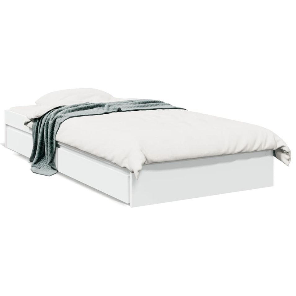 Cadre de lit 28 cm en bois avec 4 tiroirs latéraux Dreza - Confort et éspace optimisé - Photo n°1
