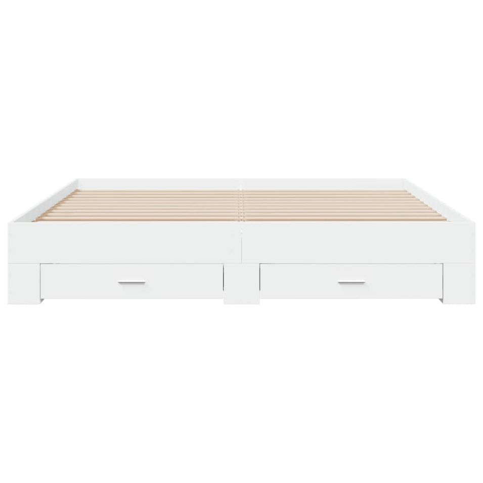Cadre de lit 32 cm en bois avec 2 tiroirs latéraux 2 tiroirs frontaux Helika - Photo n°1