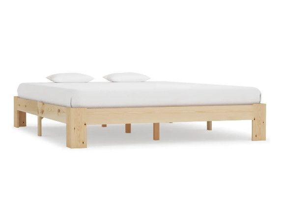 Cadre de lit adulte pin massif clair Samba 180x200 cm - Photo n°1