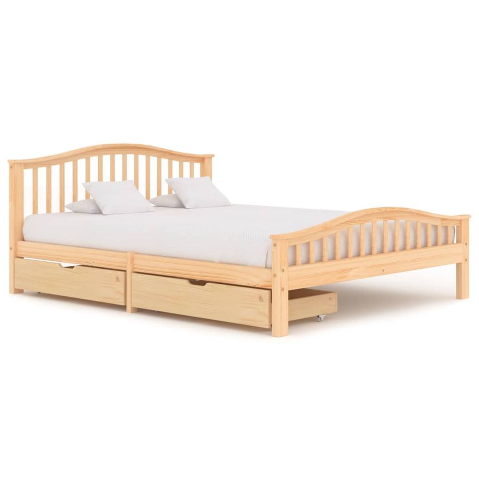 Lit avec 2 tiroirs Bois de pin massif 160x200 cm 5 - Photo n°1